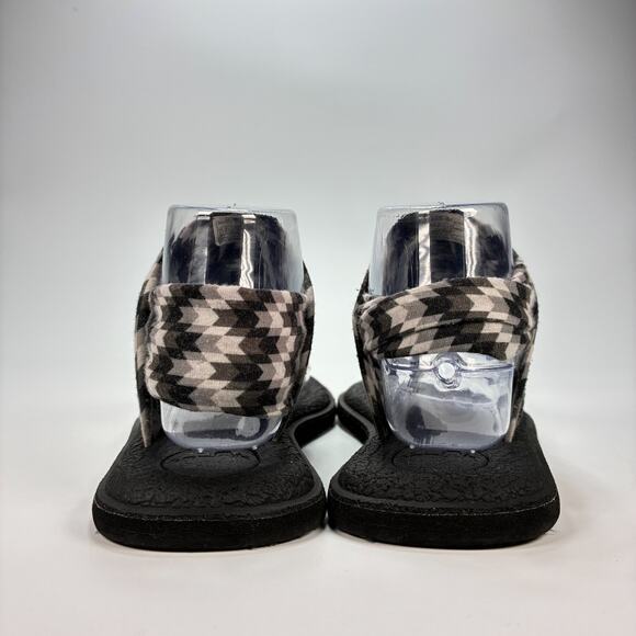 Sanuk Yoga Sling 2 Prints Black White Flip Flops Sandals 110069-4 Women's Size 8 - Picture 5 of 9